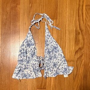Garage Blue Floral Crop Top